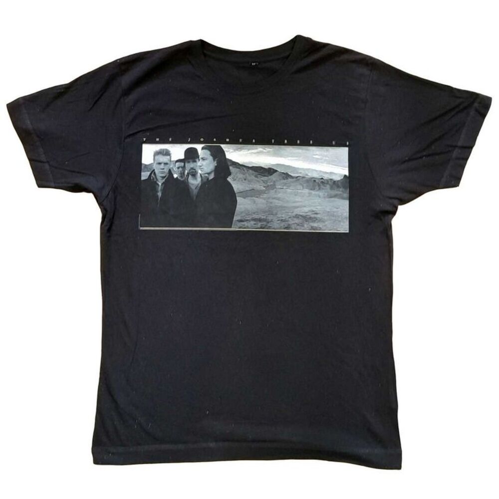 U2 Unisex Adult Joshua Tree Photo Back Print Cotton T-Shirt / Black